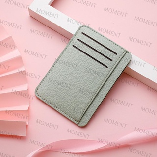 Moment กระเป๋าใส่บัตรเครดิต หนัง PU 6 ช่อง น้ําหนักเบา สีพื้น แฟชั่นสําหรับผู้หญิง