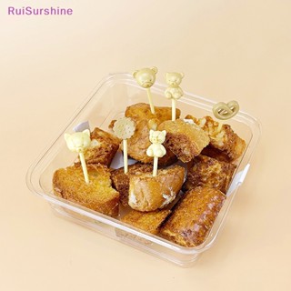 Ruisurshine ส้อมจิ้มผลไม้ เบนโตะ พลาสติก เกรดอาหาร คาราเมล หมี สําหรับเด็ก 6 ชิ้น