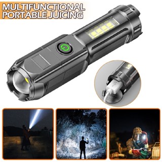 Super Bright Led COB Flashlight Camping Hiking USB Rechargeable Torch Tool