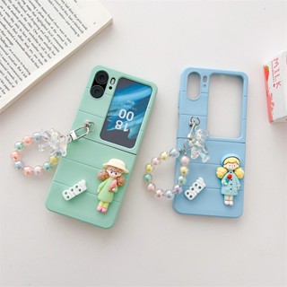 เคสโทรศัพท์มือถือ PC แบบแข็ง แบบฝาพับ พร้อมสร้อยข้อมือ สีสันสดใส สําหรับ OPPO Find N2