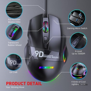 Iwo เมาส์เกมมิ่งมีสาย 1200 DPI ไฟ RGB 9 ปุ่ม ตั้งโปรแกรมได้ ออกแบบตามสรีรศาสตร์ สําหรับคอมพิวเตอร์ PC