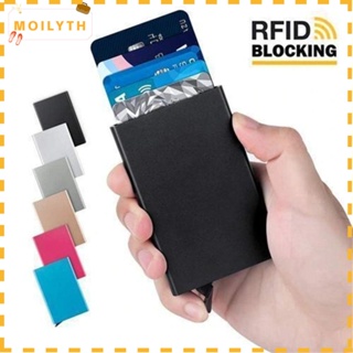 Moily  กระเป๋าสตางค์ กระเป๋าใส่บัตร อัตโนมัติ บล็อก RFID สําหรับผู้ชาย