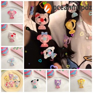 Oceanmapdz กิ๊บติดผม, Cinnamoroll Kuromi กิ๊บติดผม, Headwear Kitty Cat Melody หมุนได้ พัดผม เครื่องประดับผมเด็ก