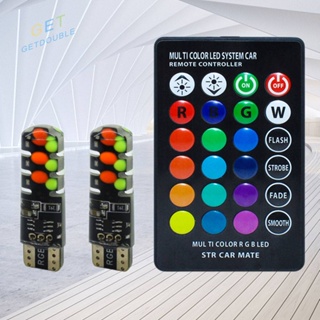 [Getdouble.th] T10 W5W ไฟกระพริบ LED RGB พร้อมรีโมตคอนโทรล สําหรับรถยนต์ [Getdouble.th]