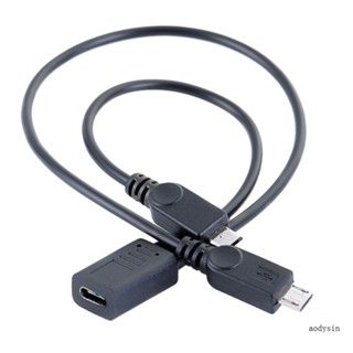 Aod 2 In1 สายเคเบิล USB C Type C เป็น 2 Micro USB สายชาร์จ USB C สําหรับโทรศัพท์ แท็บเล็ต