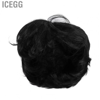 Icegg Mens Synthetic Wig Soft Black Men Middle Part Short Cosplay Party