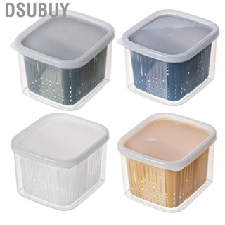Dsubuy Draining Fridge Storage Container  Perfectly Sealed 2 Compartments Vegetable Fruit Containers Filtering Water Removable for Ginger Kitchen