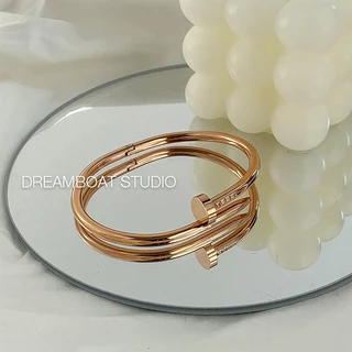 Kajia สร้อยข้อมือเหล็กไทเทเนียม ทอง 18K ไร้เพชร ไม่มีสี สําหรับตกแต่งเล็บ