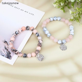 [takejoynew] สร้อยข้อมือเชือก จี้หินธรรมชาติ ปรับได้ เครื่องประดับ สําหรับผู้หญิง KLB