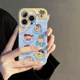 เคสโทรศัพท์มือถือแบบแข็ง ลายการ์ตูนชินจังว่ายน้ํา สร้างสรรค์ สําหรับ Iphone 14promax 13 11 12 XR XS