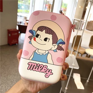 กล่องเก็บหูฟัง หนัง PU ขนาดใหญ่ แบบพกพา ลายการ์ตูนคิตตี้ วินนี่ เดอะ พูห์น่ารัก สําหรับพาวเวอร์แบงค์ สายชาร์จหูฟัง