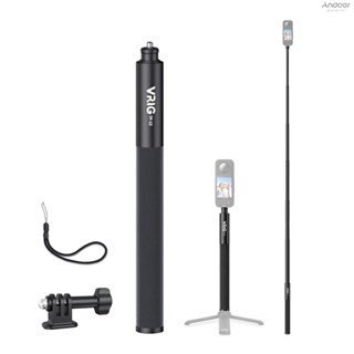 VRIG TP-13 53.5-Inch Selfie Stick Aluminum Alloy 6 Sections with 1/4in Screw &amp; Mount Adapter Compatible with INSTA360 X2/X3  11/10/9