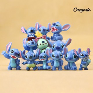 Gregoriowj โมเดลฟิกเกอร์การ์ตูน Stitch น่ารัก สําหรับตกแต่งบ้าน รถยนต์ 12 ชิ้น