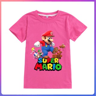 เสื้อยืดแขนสั้นลําลอง พิมพ์ลาย Super Mario สไตล์สปอร์ต แฟชั่นสําหรับเด็กผู้ชาย และเด็กผู้หญิง