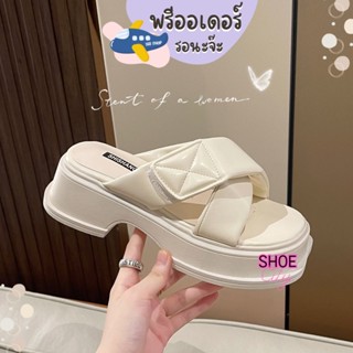 รองเท้าแตะ เสริมส้น ส้นหนา 3 นิ้ว ใส่สบาย รองเท้าผู้หญิง ขายดี กำลังฮิต ลด 50% BB272