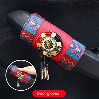 2PCs Tibetan Wind Car Interior Design Supplies Car Door Armrest Gloves Armrest Cover Car Four Seasons Universal Handle Gloves Car Door Handle Gloves car Interior protective cover car interior accessories