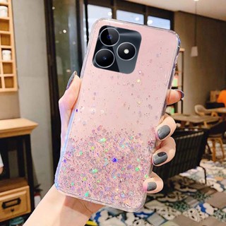 เคสโทรศัพท์มือถือแบบนิ่ม TPU ใส กันกระแทก แต่งกลิตเตอร์ สีชมพู สําหรับ Realme C53 Narzo N53 RealmeC53 4G 2023