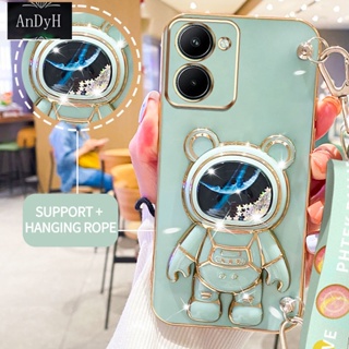 Andyh เคสโทรศัพท์มือถือ ลายนักบินอวกาศ 3D พร้อมสายคล้อง สําหรับ OPPO A17 A17K Realme C33 C33 2023