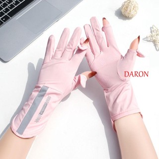 DARON ถุงมือขับรถ ผ้าเรยอน แบบบาง กันลื่น ป้องกันรังสียูวี พิมพ์ลายตัวอักษร สําหรับผู้หญิง