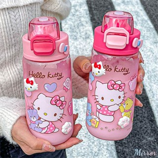 550ml Hello Kitty ขวดน้ำ Bpa ฟรีป้องกันการรั่วขนาดใหญ่ความจุถ้วยน้ำ Tritan นักเรียนแบบพกพา Bouncing Straight ถ้วยดื่ม M