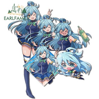 Earlfamily สติกเกอร์แฟชั่น ลาย Aqua Conosuba Peek Chibi Crying ขนาด 13 ซม. สําหรับตกแต่งรถยนต์