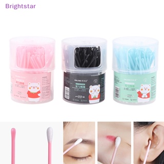 Brightstar 100 ชิ้น / กล่อง ใช้แล้วทิ้ง สองหัว สําลีก้าน ผู้หญิง แต่งหน้า พลาสติก ที่แคะหู สําลีก้าน จมูก หู ทําความสะอาด เครื่องมือดูแลสุขภาพ ใหม่