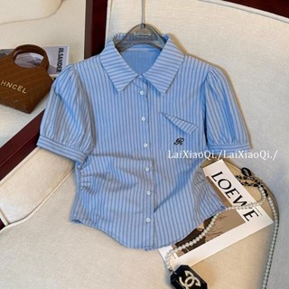 Milyfashion เสื้อเชิ้ตแขนสั้น ปักลาย สไตล์เกาหลีเรโทร ลดอายุ ฤดูร้อน 2023