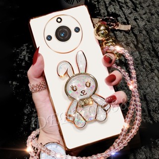 เคสโทรศัพท์มือถือ ลายกระต่ายน่ารัก 3D พร้อมสายคล้องคอ และเคสด้านหลัง สําหรับ Realme 11 10 Pro Plus Pro+ Coca-Cola Edition C53 C55 NFC 4G 5G Realme11Pro+