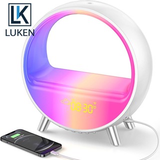 Luken นาฬิกาปลุกไร้สาย 15W ควบคุมผ่านแอพ ลําโพง ไฟ RGB สําหรับ iPh 14 13 12 11 Samsung