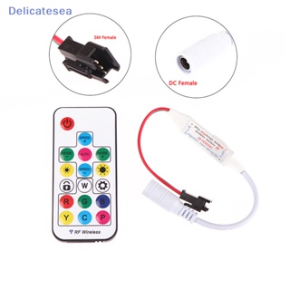 [Delicatesea] รีโมตคอนโทรล LED 3Pin Mini RF DC5-24V 17Keys สําหรับ WS2812B WS2811