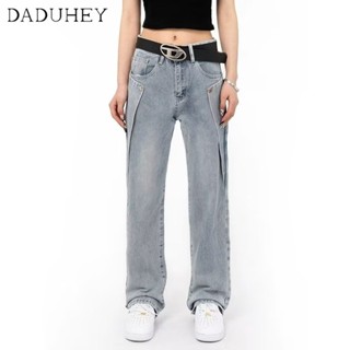 DaDuHey🎈 New American Style Ins High Street Retro Jeans Women Niche High Waist Wide Leg Pants Plus Size Pants