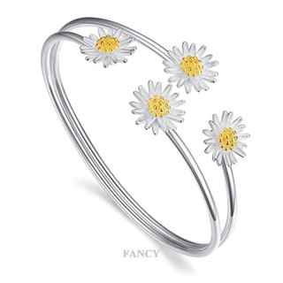 Fancy สร้อยข้อมือเงินแท้ 925 จี้ดอกเดซี่ ปรับได้