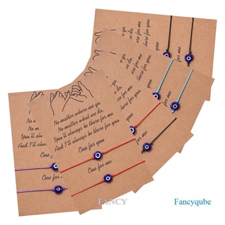 Fancy 2 ชิ้น แบน สีฟ้า ตาชั่วร้าย ทอ ผู้ชาย โชคดี สร้อยข้อมือ ผู้หญิง ปรับโชคดี สีดํา สีแดง สร้อยข้อมือสตริง