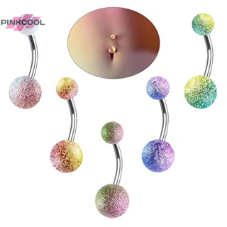 Pinkcool เครื่องประดับ จิวสะดือ สเตนเลส เนื้อแมตต์ ทรงโค้ง เซ็กซี่ สําหรับผู้หญิง