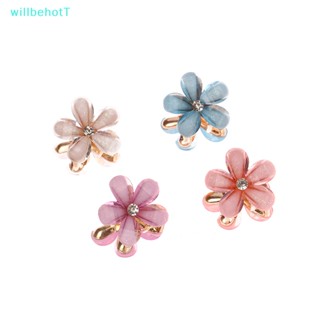 [WillbehotT] กิ๊บติดผม รูปดอกไม้ สีฟ้า สีม่วง สีขาว สไตล์เกาหลี สําหรับผู้หญิง 2 ซม. 5 ชิ้น