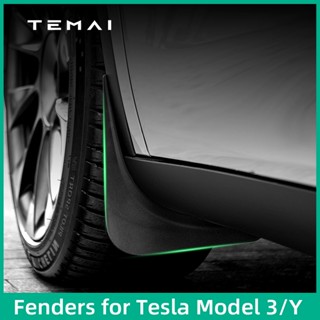 Temai บังโคลน อุปกรณ์เสริม สําหรับ Tesla Model 3 Model Y 2019-2023 4 ชิ้น