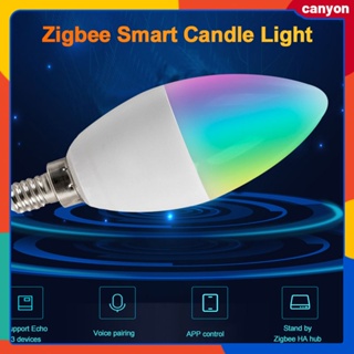 Tuya Zigbee 3.0 Smart LED Candle Bulb RGBCW 5W Dimmable Bulb Smart APP Remote Control รองรับการควบคุมด้วยเสียงทำงานร่วมกับ Alexa และ Google Home canyon