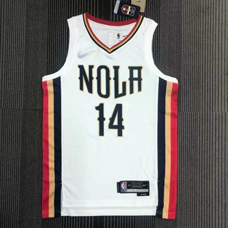 เสื้อกีฬาบาสเก็ตบอล NBA Orleans Jersey Pelicans สําหรับผู้ชาย #14 เสื้อกีฬาแขนสั้น ลายทีมชาติสวิงแมน ครบรอบ 75 ปี ประดับเพชร สีขาว สไตล์เรโทร 581656