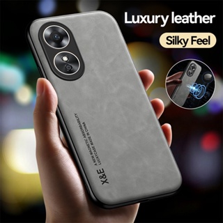 Luxury Leather Shell For Oppo A1 A98 5G Skin Feel Shockproof Magnetic Car Holder Phone Case