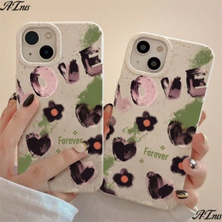 เคสโทรศัพท์มือถือ แบบนิ่ม กันกระแทก ลายดอกไม้ และหัวใจ สําหรับ Iphone 1211plus 13 78 14pro FAZQ