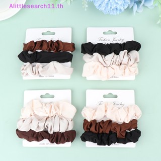 Alittlesearch11 ยางรัดผมหางม้า ผ้าไหม ยืดหยุ่น สีพื้น หรูหรา สําหรับผู้หญิง 3 ชิ้น ต่อชุด