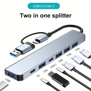 ฮับแยกการ์ดรีดเดอร์ Type C USB 3.0 RJ45 PD 87W หลายพอร์ต พร้อมพอร์ต SD TF สําหรับ Macbook คอมพิวเตอร์