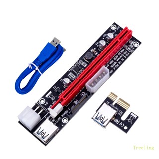 Treeling การ์ดไรเซอร์ PCI-E 009X Extender 60 ซม. สาย USB 3 0 เป็น 6P 4P BTC ไมนิ่งไมเนอร์