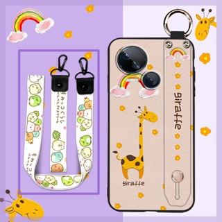 Back Cover ring Phone Case For Tecno Spark10 5G/Ki8 Durable Wrist Strap Kickstand Shockproof Lanyard cute Wristband Soft