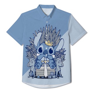 ใหม่ เสื้อเชิ้ตลําลอง ลาย Stitch สไตล์ฮาวาย