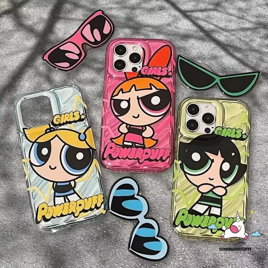 Super Girls เคสโทรศัพท์สําหรับ IPhone Air 16 17 15 11 14 13 12 Pro Max XR 16 7 8 6 6S Plus X XS MAX SE Luxury Laser Card Creative 3D สเตอริโอ Corrugation INS พร้อมผู้ถือ - รูปที่ 3