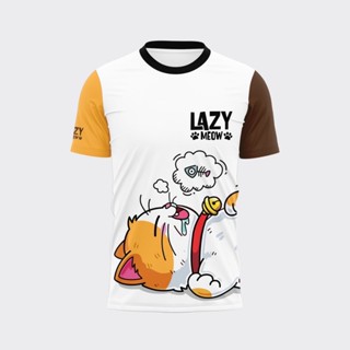 เสื้อวิ่งพิมพ์ลายแมวเหมียวขี้เซา LazyMeow