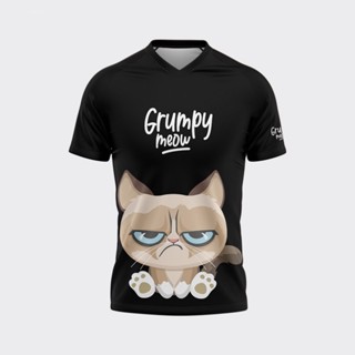 พร้อมส่ง ทุกวัน💥 เสื้อวิ่ง เสื้อกีฬา เสื้อพิมพ์ลายน้องแมวหน้าบึ้ง Grumpy Cat