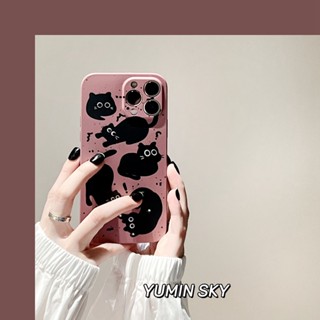 เคสโทรศัพท์มือถือ กันตก ป้องกัน ลายการ์ตูนแมวดําน่ารัก สําหรับ Apple Iphone 14promax 13 11 14pro 13pro 14