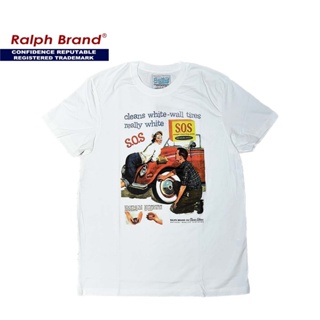 เสื้อยืดแขนสั้นคอกลมRalph Brand Classic เสื้อยืดผู้ชาย ผ้าCotton100% ฟอก ลาย SOSCotton 100%  [S-5XL]